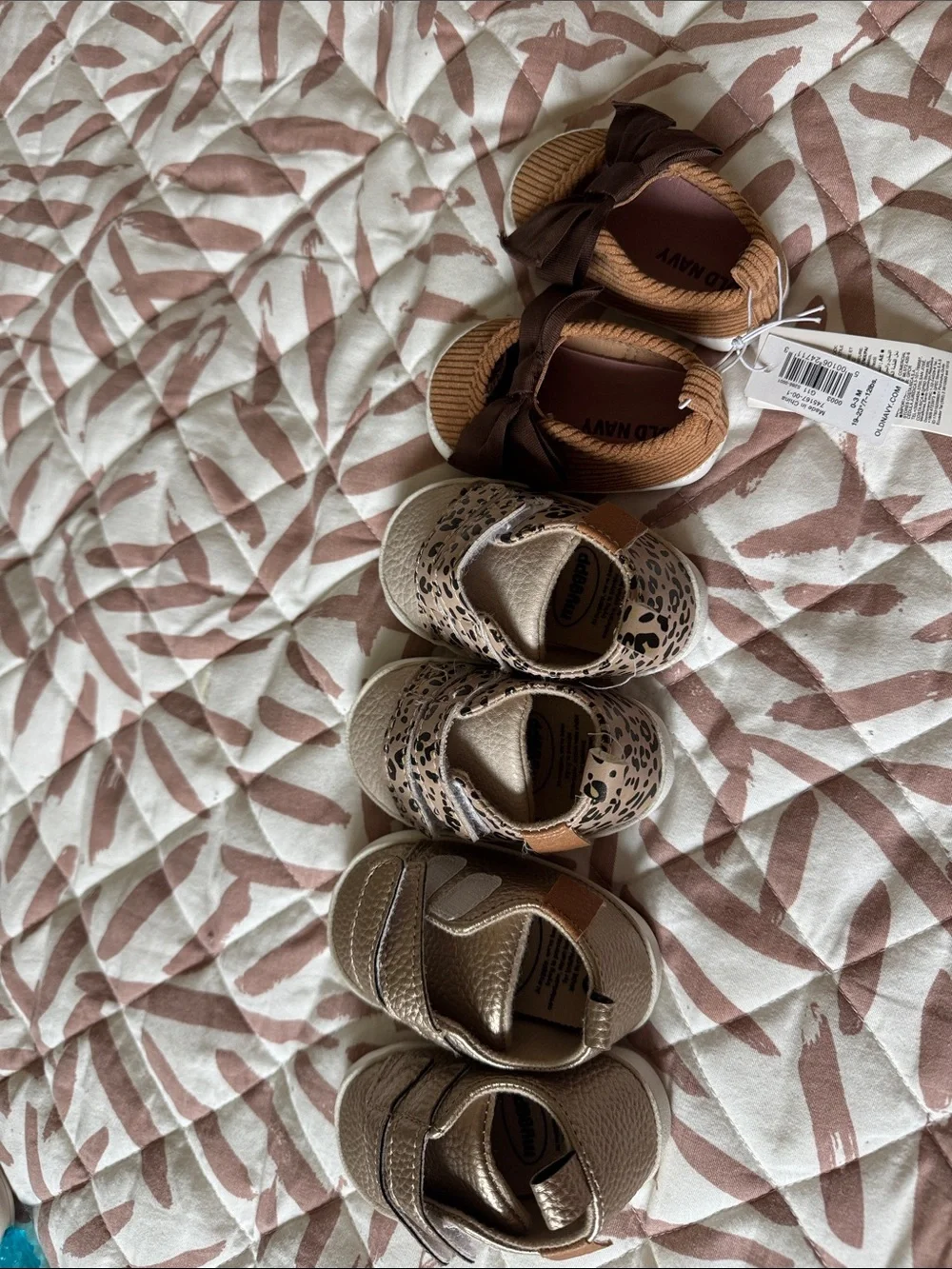 3 pairs/$15 Bow Toddlers' Sandals, Leopard Shoes, Gold Shoes for baby girl 3m
